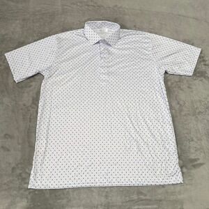 Collars & Co Dress Collar Polo Shirt Mens Large White Blue Relaxed Soft New NWOT